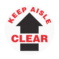 Panneau de signalisation au sol  Keep Aisle Clear , Adh&eacute;sif, Anglais avec pictogramme Les Distributions ICE