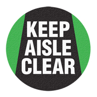 Panneau de signalisation au sol  Keep Aisle Clear , Adh&eacute;sif, Anglais avec pictogramme Les Distributions ICE
