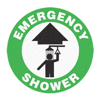 Panneau de signalisation au sol  Emergency Shower , Adh&eacute;sif, Anglais avec pictogramme Les Distributions ICE