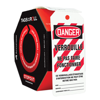 Tags By-The-Roll Lockout Tags, Plastic, 3" W x 6-1/4" H, French Les Distributions ICE