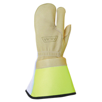 Lineman's 3-Finger Gloves, Medium, Grain Cowhide Palm Les Distributions ICE