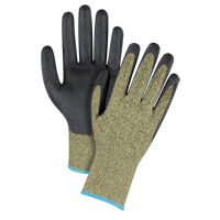 Gants &eacute;lastiques sans coutures r&eacute;sistants &agrave; la coupe noir & jaune, Taille T-Grand/10, Calibre 13, Rev&ecirc;tement Mousse de nitrile, Enveloppe en Aramide, ASTM ANSI niveau A6 Les Distributions ICE