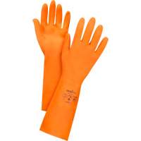 Orange Chemical-Resistant Gloves, Size 7, 13" L, Latex, Flock-Lined Inner Lining, 28-mil Les Distributions ICE