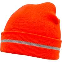 Bonnet en tricot haute visibilit&eacute; avec bande r&eacute;fl&eacute;chissante, Orange haute visibilit&eacute;, Acrylique Les Distributions ICE