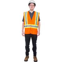 Traffic Safety Vest, High Visibility Orange, Medium, Polyester Les Distributions ICE
