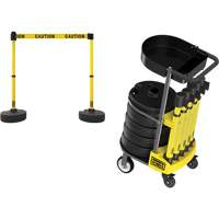 PLUS Barrier Post Cart Kit with Tray, 75' L, Metal, Yellow Les Distributions ICE