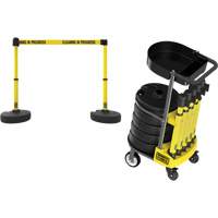 PLUS Barrier Post Cart Kit with Tray, 75' L, Metal, Yellow Les Distributions ICE