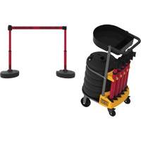 PLUS Barrier Post Cart Kit with Tray, 75' L, Metal, Red Les Distributions ICE