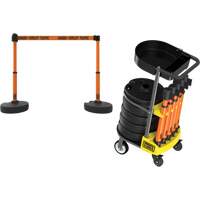 PLUS Barrier Post Cart Kit with Tray, 75' L, Metal, Orange Les Distributions ICE