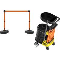 PLUS Barrier Post Cart Kit with Tray, 75' L, Metal, Orange Les Distributions ICE