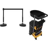 PLUS Barrier Post Cart Kit with Tray, 75' L, Metal, Black Les Distributions ICE