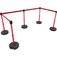 Ensemble de cinq montants pour barri&egrave;re PLUS, Plastique, 42" h, Ruban Rouge, Longueur du ruban 15' Les Distributions ICE