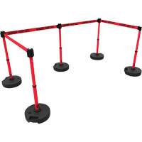 Ensemble de cinq montants pour barri&egrave;re PLUS, Plastique, 42" h, Ruban Rouge, Longueur du ruban 15' Les Distributions ICE