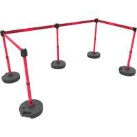 Ensemble de cinq montants pour barri&egrave;re PLUS, Plastique, 42" h, Ruban Rouge, Longueur du ruban 15' Les Distributions ICE