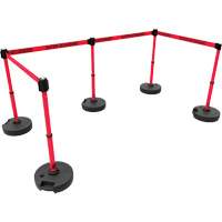 Ensemble de cinq montants pour barri&egrave;re PLUS, Plastique, 42" h, Ruban Rouge, Longueur du ruban 15' Les Distributions ICE