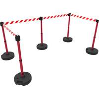 Ensemble de cinq montants pour barri&egrave;re PLUS, Plastique, 42" h, Ruban Rouge, Longueur du ruban 15' Les Distributions ICE