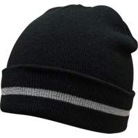 Bonnet en tricot avec bande r&eacute;fl&eacute;chissante argent&eacute;e, Taille unique, Noir Les Distributions ICE