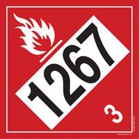 1267 Petroleum Crude Oil Flammable Liquid TDG Placard, Adhesive Vinyl Les Distributions ICE