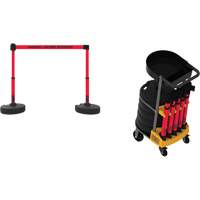 Plus Portable Barrier System Cart Package with Tray, 75' L, Metal/Plastic, Red Les Distributions ICE