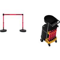 Plus Portable Barrier System Cart Package with Tray, 75' L, Metal/Plastic, Red Les Distributions ICE
