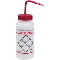 Bouteille de rinsage &agrave; grande ouverture avec &eacute;tiquette de s&eacute;curit&eacute; "Acetone", 16 oz Les Distributions ICE