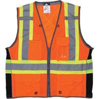 Surveyor Safety Vest, High Visibility Orange, Large, Polyester Les Distributions ICE