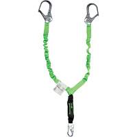 Miller&reg; StretchStop&reg; Shock-Absorbing Lanyard, 6', Scaffold Hook Center, Locking Snap Hook Leg Ends, Polyester Les Distributions ICE