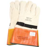 Leather Protector Gloves with Strap, Size 8, 12" L Les Distributions ICE