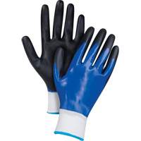 Black & Blue Coated Gloves, Small, Foam Nitrile Coating, 15 Gauge, Nylon Shell Les Distributions ICE