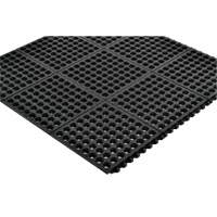 Tapis antifatigue &agrave; imbrication Cushion-Ease 550, &agrave; fentes, 3' x 3' x 3/4", Noir, Caoutchouc Les Distributions ICE