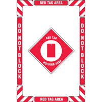 Trousse de marquage du sol ?Red Tag Holding Area? (zone de stockage des &eacute;tiquettes rouges), Adh&eacute;sif, Anglais avec pictogramme Les Distributions ICE