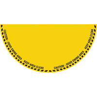 Signalisation au sol ?Caution? (attention) pour porte battante en demi-cercle, Adh&eacute;sif, Anglais avec pictogramme Les Distributions ICE