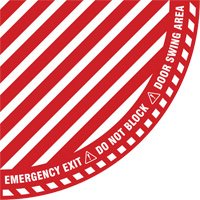 Signalisation au sol ?Emergency Exit? (sortie de secours) pour porte battante en quart de cercle, Adh&eacute;sif, Anglais avec pictogramme Les Distributions ICE