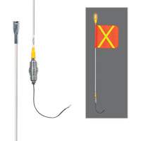 Tiges de s&eacute;curit&eacute; tout-temps de s&eacute;rie lourde avec lumi&egrave;re DEL constante Safety Whip, Fixation Ressort, Hauteur 3', Orange avec X r&eacute;fl&eacute;chissant Les Distributions ICE
