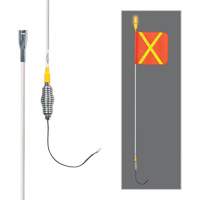 Tiges de s&eacute;curit&eacute; tout-temps de s&eacute;rie lourde avec lumi&egrave;re DEL constante Safety Whip, Fixation Ressort, Hauteur 5', Orange avec X r&eacute;fl&eacute;chissant Les Distributions ICE