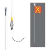 Tiges de s&eacute;curit&eacute; tout-temps de s&eacute;rie lourde avec lumi&egrave;re DEL constante Safety Whip, Fixation Ressort, Hauteur 5', Orange avec X r&eacute;fl&eacute;chissant Les Distributions ICE