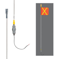Tiges de s&eacute;curit&eacute; tout-temps de s&eacute;rie lourde avec lumi&egrave;re DEL constante Safety Whip, Fixation Ressort, Hauteur 10', Orange avec X r&eacute;fl&eacute;chissant Les Distributions ICE
