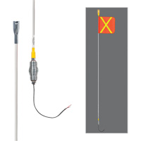 Tiges de s&eacute;curit&eacute; tout-temps de s&eacute;rie lourde avec lumi&egrave;re DEL constante Safety Whip, Fixation Ressort, Hauteur 12', Orange avec X r&eacute;fl&eacute;chissant Les Distributions ICE