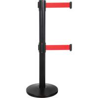 Dual Belt Crowd Control Barrier, Steel, 35" H, Red Tape, 7' Tape Length Les Distributions ICE