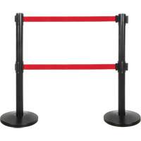 Dual Belt Crowd Control Barrier, Steel, 35" H, Red Tape, 7' Tape Length Les Distributions ICE