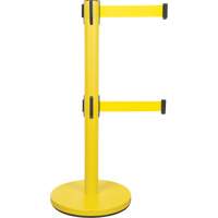 Dual Belt Crowd Control Barrier, Steel, 35" H, Yellow Tape, 7' Tape Length Les Distributions ICE