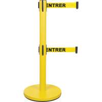 Dual Belt Crowd Control Barrier, Steel, 35" H, Yellow Tape, 7' Tape Length Les Distributions ICE