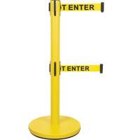 Dual Belt Crowd Control Barrier, Steel, 35" H, Yellow Tape, 7' Tape Length Les Distributions ICE