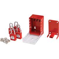 Boîte de cadenassage de groupe ultra compacte avec cadenas de s&eacute;curit&eacute; en nylon, Rouge Les Distributions ICE