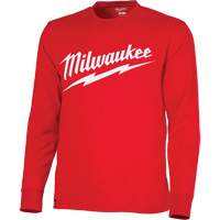 Heavy-Duty Long-Sleeved T-Shirt with Milwaukee&reg; Logo, Men's, Small, Red Les Distributions ICE