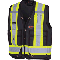6692BK Surveyor's Safety Vest, Black, Medium, Polyester Les Distributions ICE
