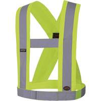 5492 Bretelles de s&eacute;curit&eacute; r&eacute;glable de 4" de large, R&eacute;pond ou surpasse la norme CSA Z96 classe 2 - niveau 2, Jaune lime haute visibilit&eacute;, Couleur r&eacute;fl&eacute;chissante Argent, Taille unique Les Distributions ICE