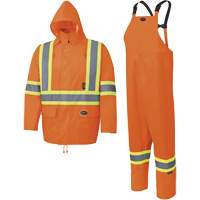 5618 Combinaison de pluie 150D, Polyester/Polyur&eacute;thane, Petit, Orange haute visibilit&eacute; Les Distributions ICE