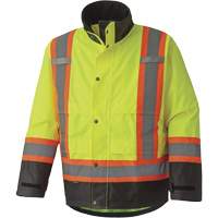 5401 Veste de s&eacute;curit&eacute; imperm&eacute;able 300D Trilobal antid&eacute;chirure, Polyester, Noir/Jaune lime haute visibilit&eacute;, T-petit Les Distributions ICE