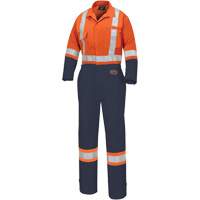 5514WBB Combinaisons de s&eacute;curit&eacute; pour femmes 2 tons, T-petit, Orange haute visibilit&eacute;/Bleu marin Les Distributions ICE